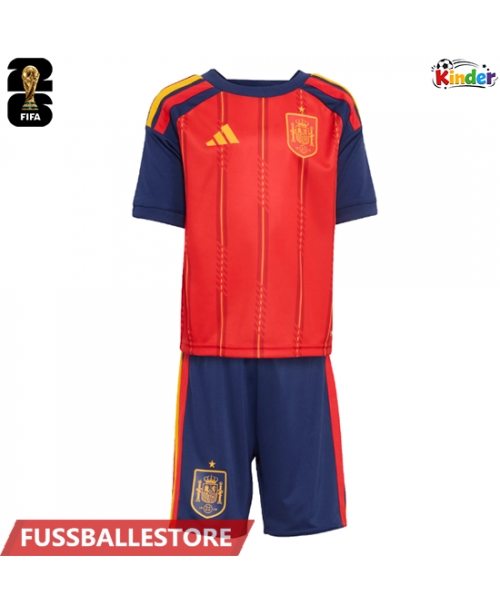 Günstige Spanien Heimtrikotsatz Kinder WM 2026 Kurzarm (+ Kurze Hosen)